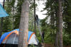 Putting a tarp over our new tent