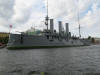 Russian battleship Aurora. This ship started the Russian revolution in 1917 and also saw action against the Nazi's in WWII