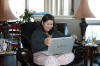 Hailey checks out her new laptop