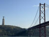 Statue of Jesus next to Abril Bridge in Lisbon