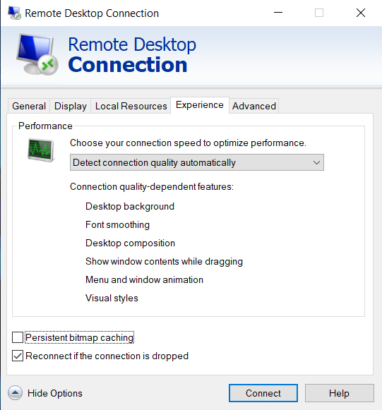 Remote Desktop Options