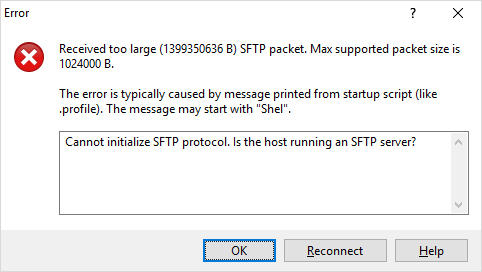 WinSCP Connection Error